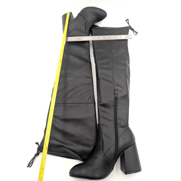 Wild Diva Cross-01 Over The Knee Low Chunky Block Heel Boots Size US5.5 EU36 - Picture 6 of 16